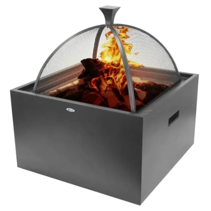 Spara mer | Heat Eldkorg + Grill + Sidobord 3 i 1 Svart Matt