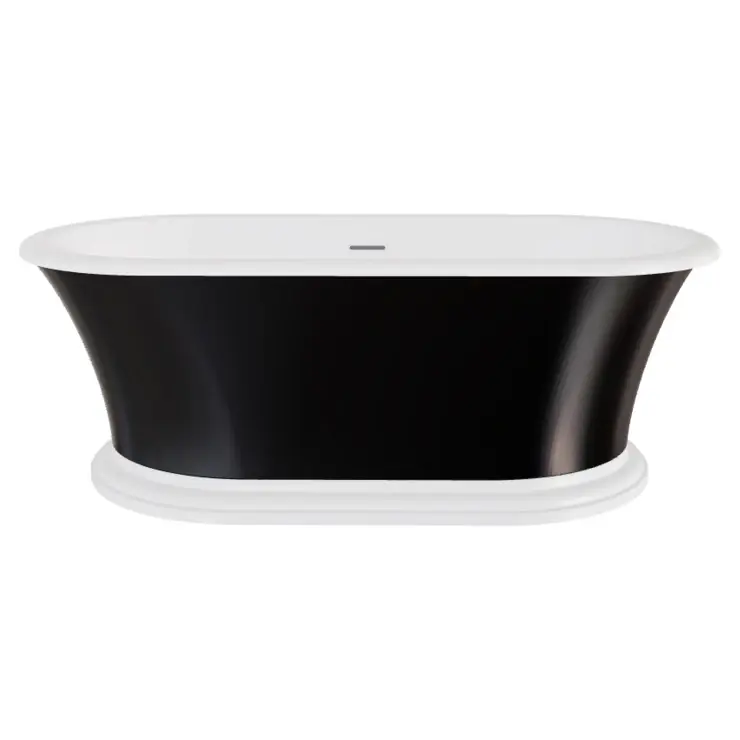 Bästa pris - Badkar Esmeree Svart Blank 160 cm med Vit Pop-up Bottenventil