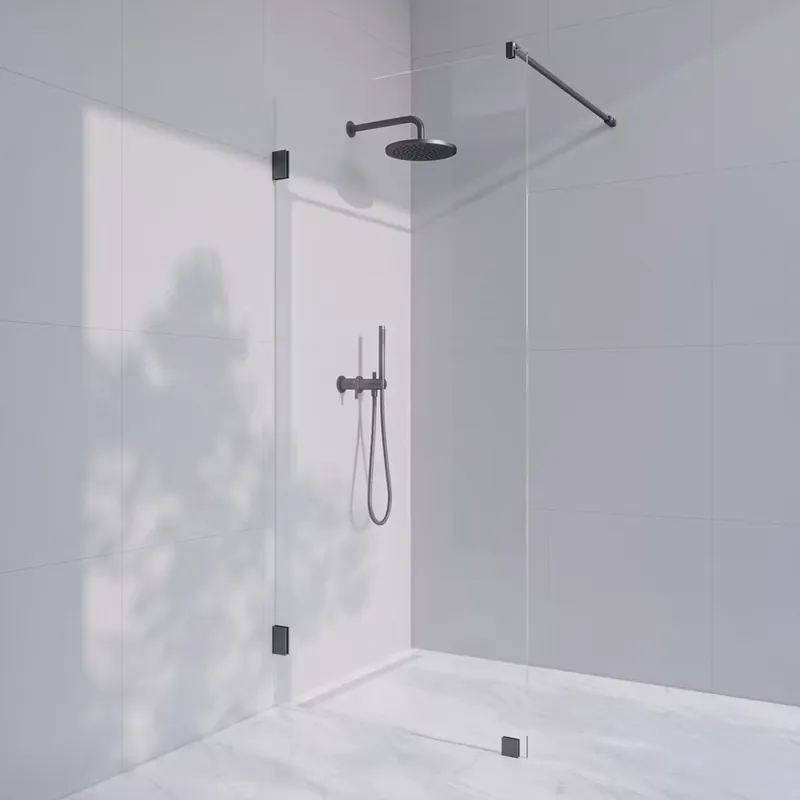 Duschvägg InvitreaFlair GH1Glastyp Bronstonat Glas, Profil Mattsvart, Hängning Högerhängd, Bredd 900 mm | I lager
