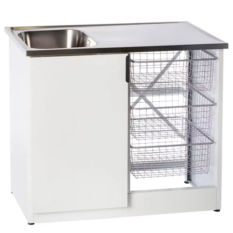 Bra pris - Tvättbänk NimoFjord Laundry Bench 100Placering Vänster, Utförande TB 1000 halv öppen, Vit