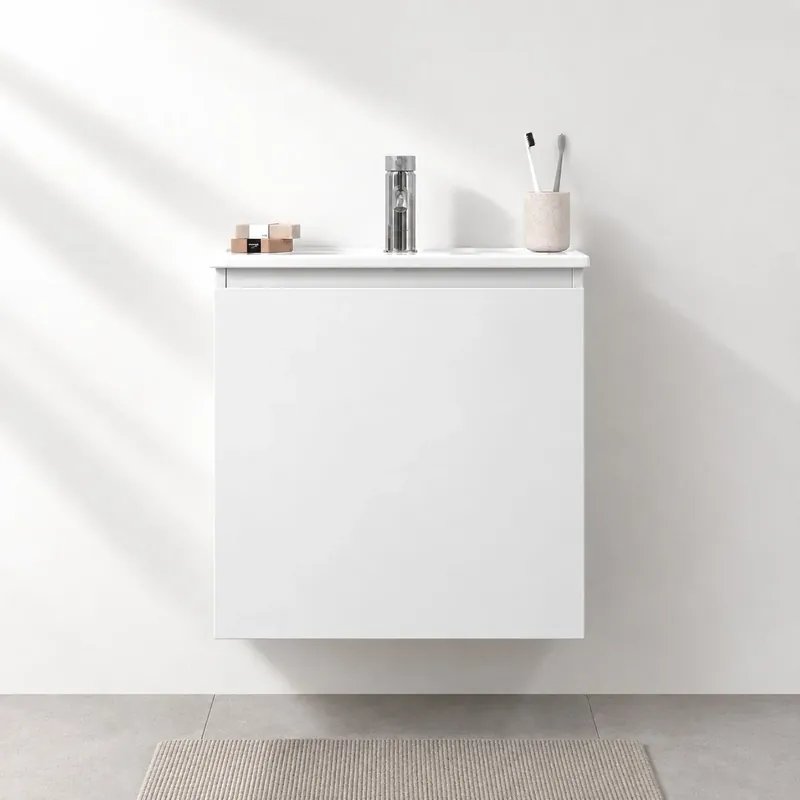 Badrumsmöbelpaket med skåp och Porslin tvättställ - 51x41x55 cm - matt vit - Kenwood | Fabrikspris